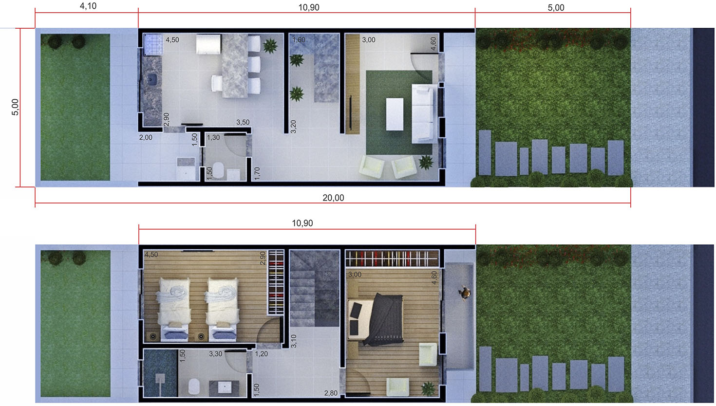 Single storey house5x20