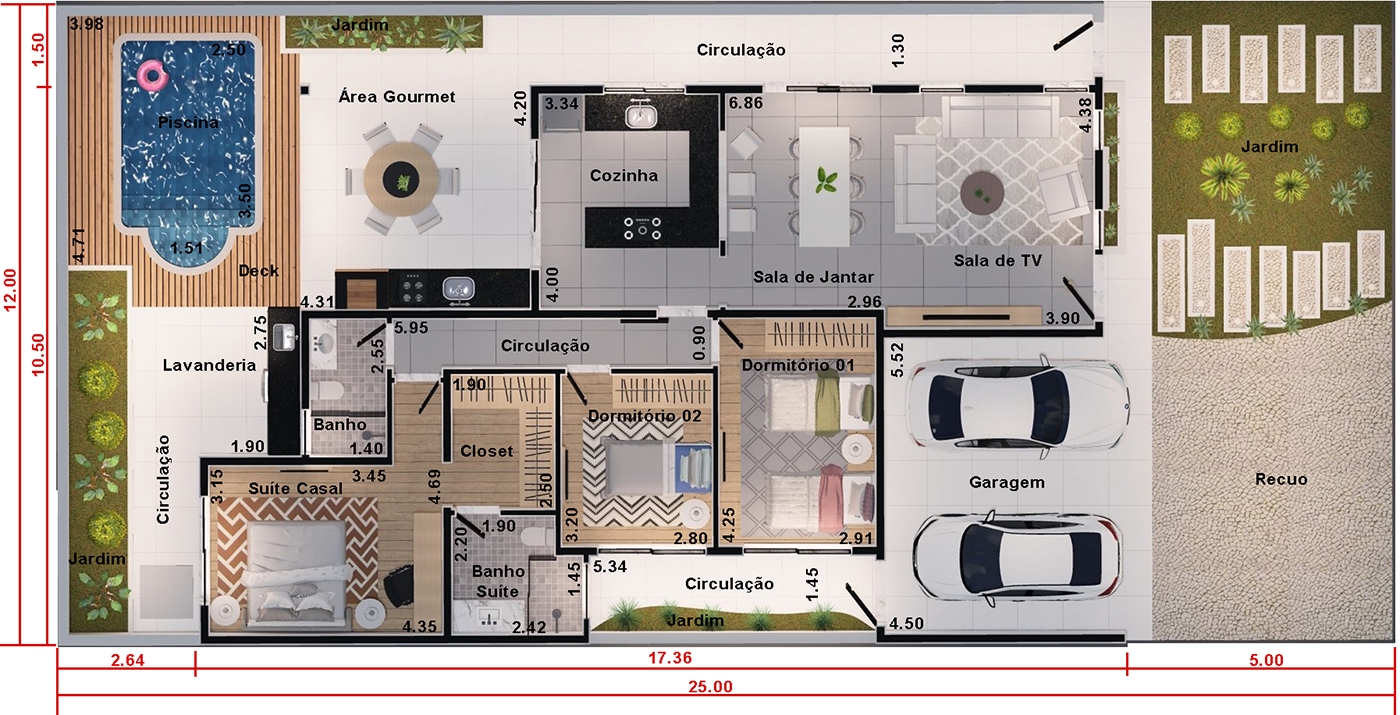 3 bedroom ground floor house project12x25