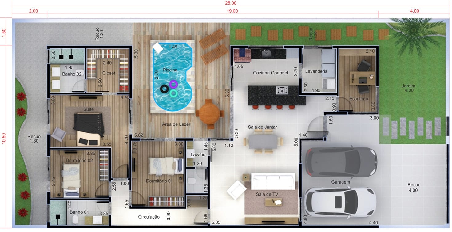 Ground floor house with swimming pool12x25